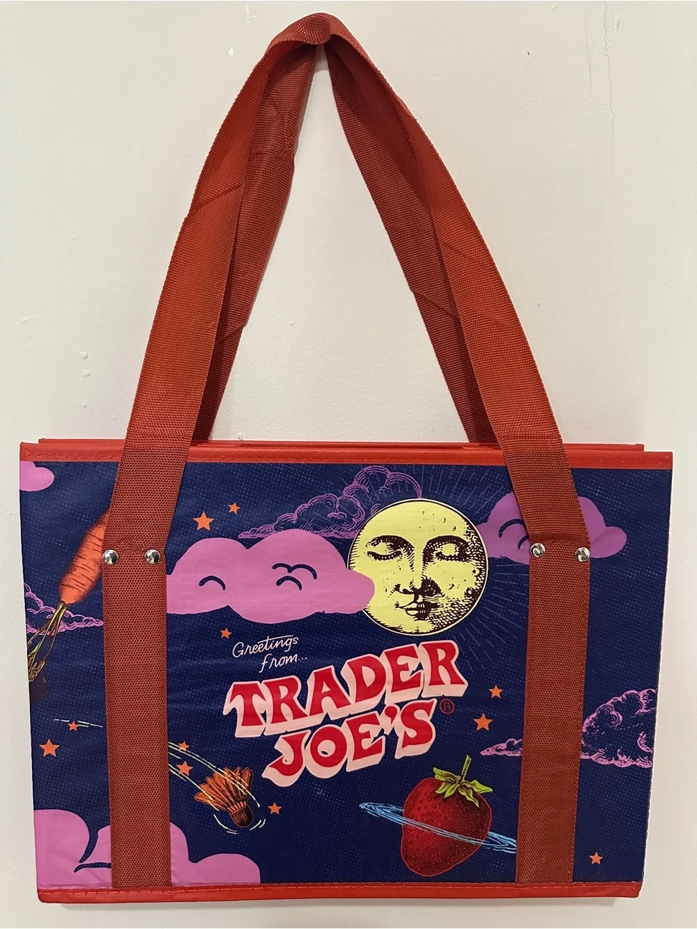 Trader Joes Kids Tote Bag in Navy, Pink and Red